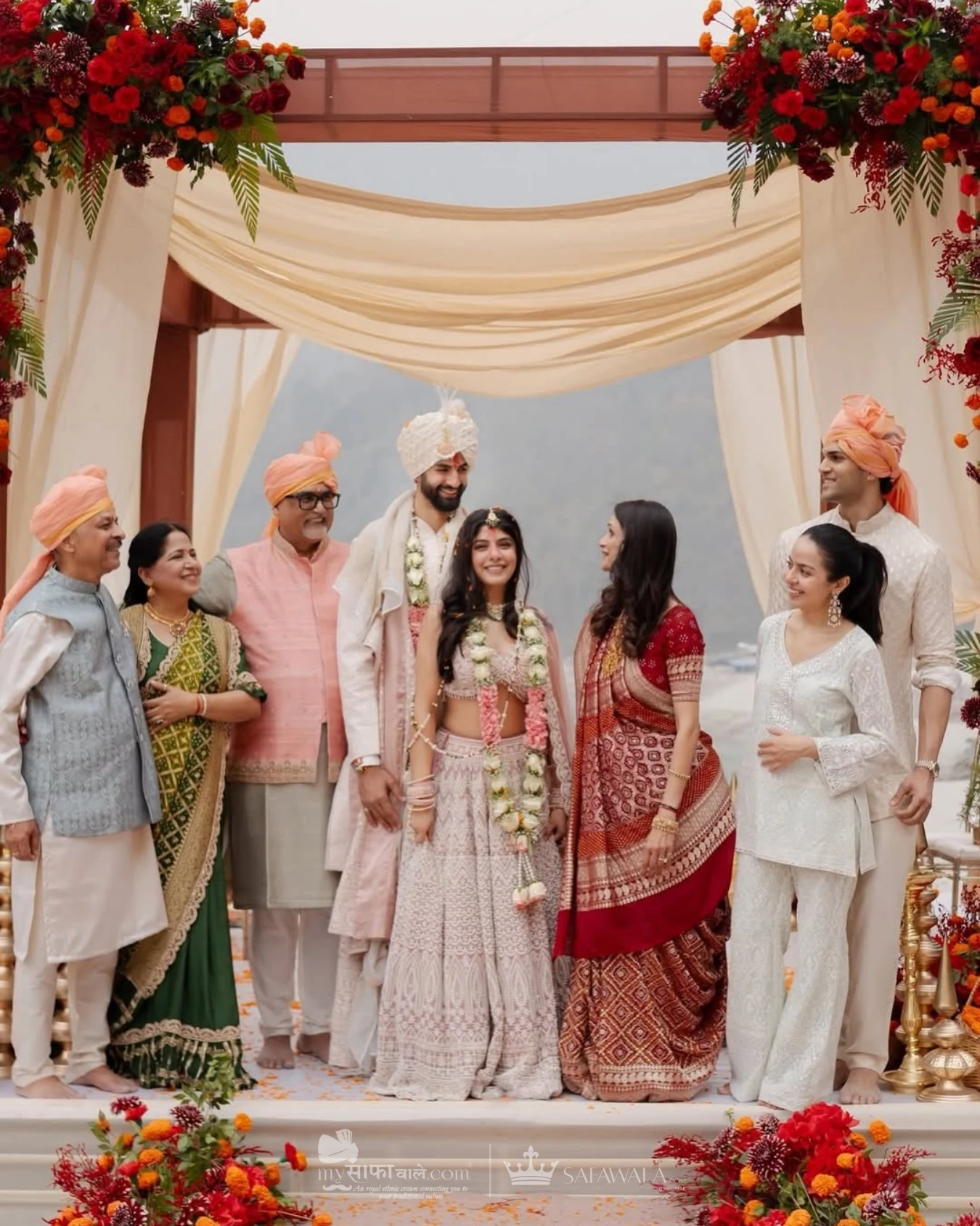 wedding safa wala in Bhilad – Royal red wedding safa and embroidered groom styling